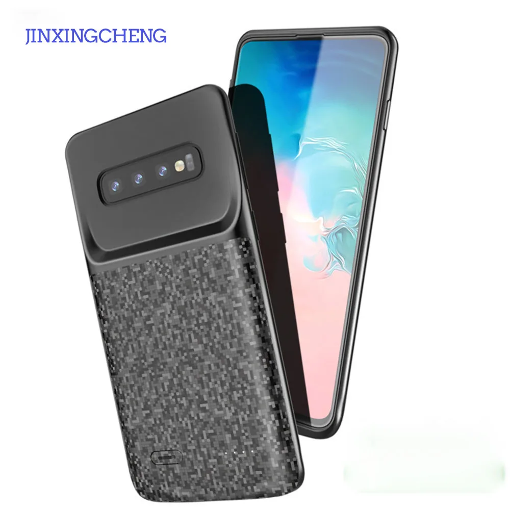 

JINXINGCHENG Silicone Frame Charger Battery Case for Samsung Galaxy S10+ S10 S10e 4700mah Back Clip Fast Battery Charger Cover