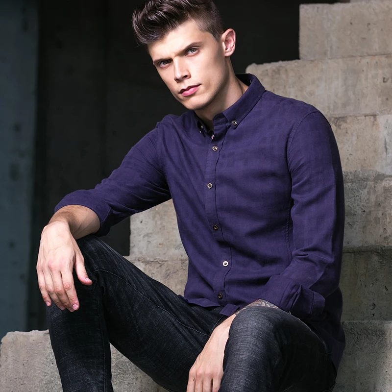 Boyuan 2018 Для мужчин модные Повседневное рубашка с длинными рукавами Slim Fit мужской