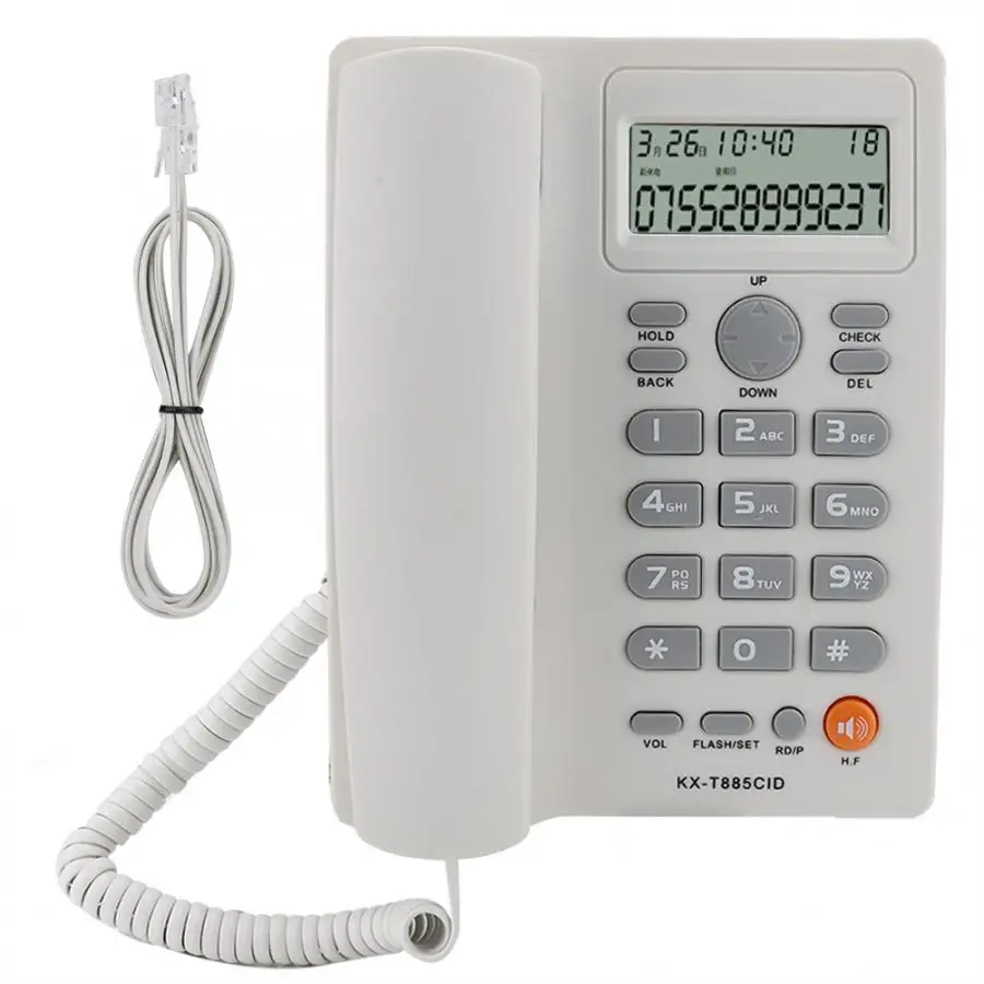 АОН телефон Hands-free вызов домашний офис отель стационарный телефон английский - Цвет: Белый
