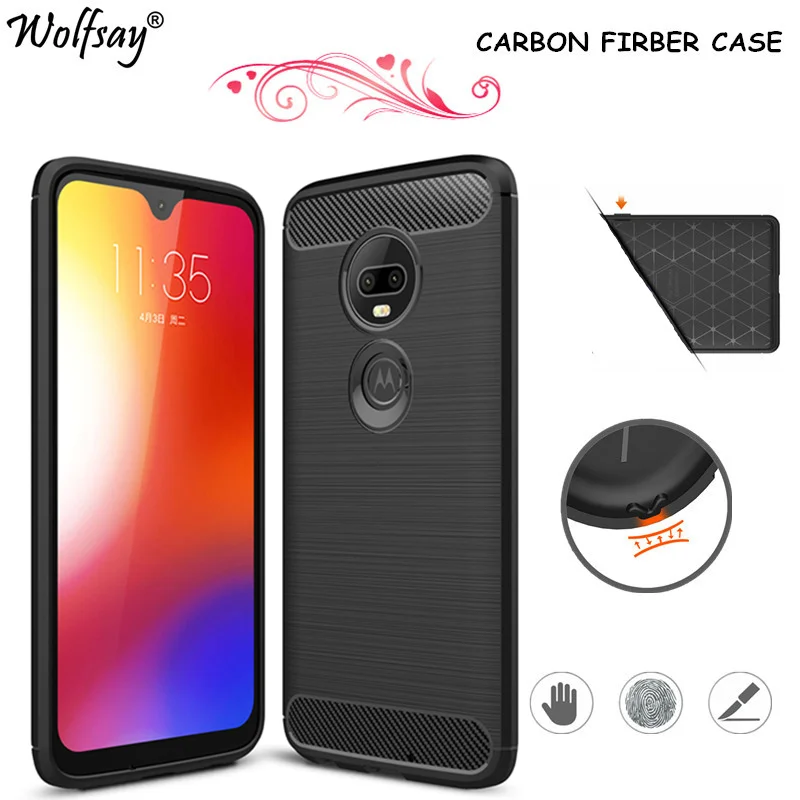 

Carbon Fiber Phone Case sFor Motorola Moto G7 Plus Case Rubber Hybrid Silicone Case For Motorola G7/G7 Plus Cover For On Moto G7
