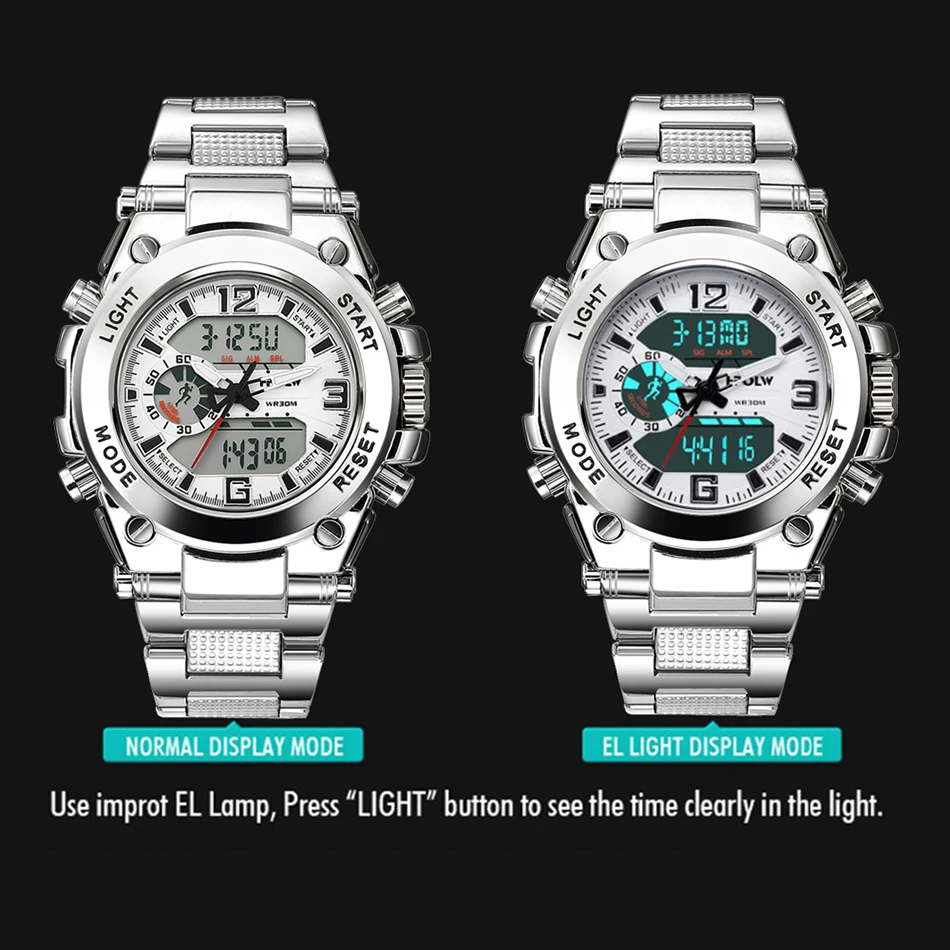 Montre homme Sports LED Horloge à quartz numérique