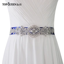 TOPQUEEN S339 пояс невесты с горный хрусталь для отделки, Аппликации винтажный свадебный пояс со стразами ремни для платья