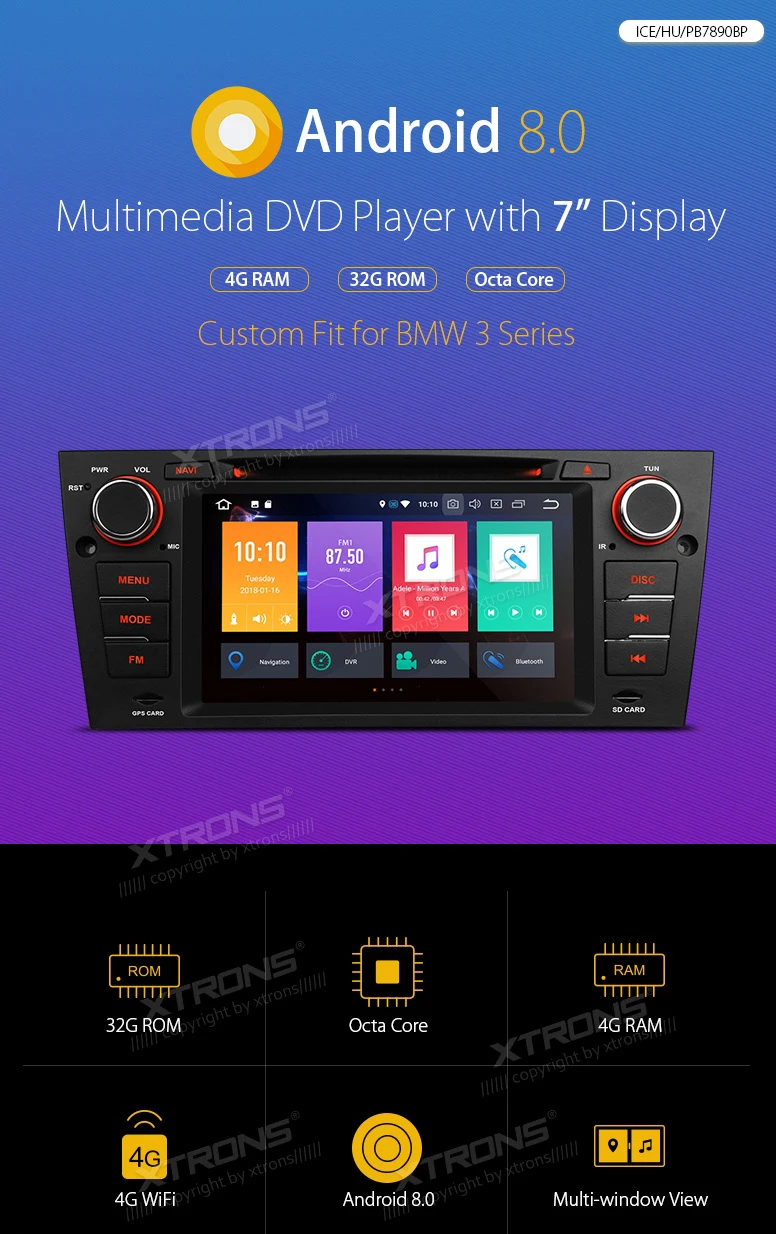Perfect 7" Android 8.0 OS Car DVD Multimedia Radio for BMW E90 2005-2012 & E91 2005-2012 & E92 2006-2013 & E93 2007-2013 & M3 2007-2012 1