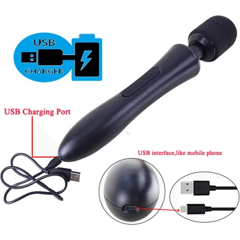 Huge Magic Wand Vibrators for women, USB Charge Big AV Stick Female G Spot Massager Clitoris Stimulator Adult Sex Toys for Woman 2