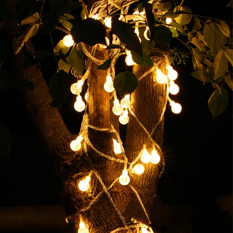 5 M 20 LED Festoon luces de hadas bola de cristal de plástico luz de la secuencia guirnalda impermeable Navidad Holiday luces led decoracion 5 M 20 LED Festoon luces de hadas bola de cristal de plástico luz de la secuencia guirnalda impermeable Navidad Holiday luces led decoracion