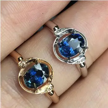 

Sapphire ring 18k White gold Or 18k Gold ring Natural and real sapphire Fine jewelry Blue gem 5*7mm