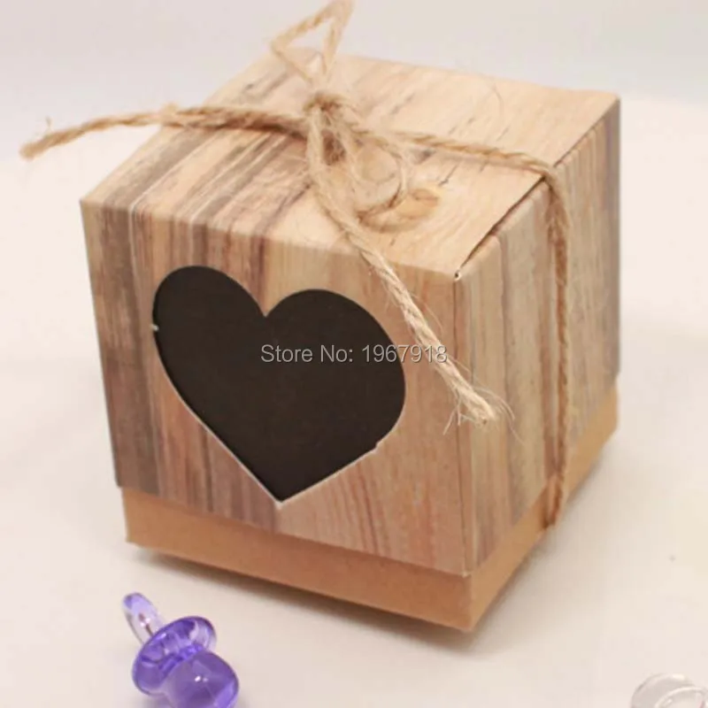 Nature Kraft Paper Candy Box Love Weddding Favor Boxes Rustic Lace Print Gift Box Wedding Decoration Mariage Vintage (6)