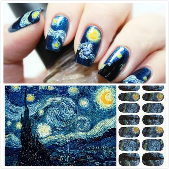 Van Gogh Starry Night Painting Nail Art Sticker Foils Decal Patch Van Gogh Starry Night Painting Nail Art Sticker Foils Decal Patch Diy Decoration