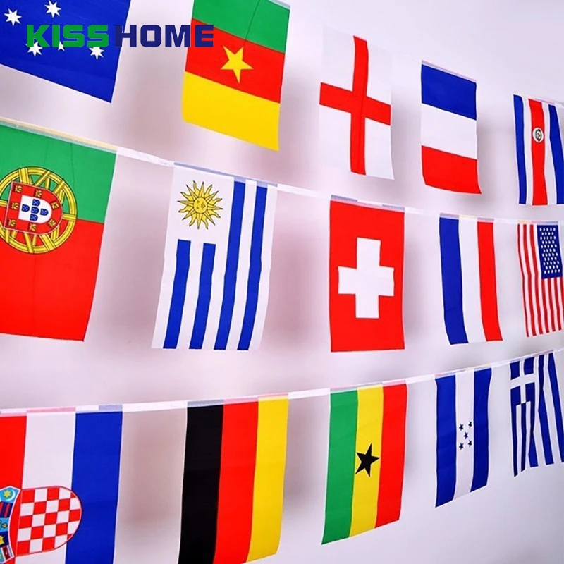

2018 Russian Soccer World Cup Flags World Cup National 7# 8# Flag High Quality Multi-color String 32 Striker Country Team Flags