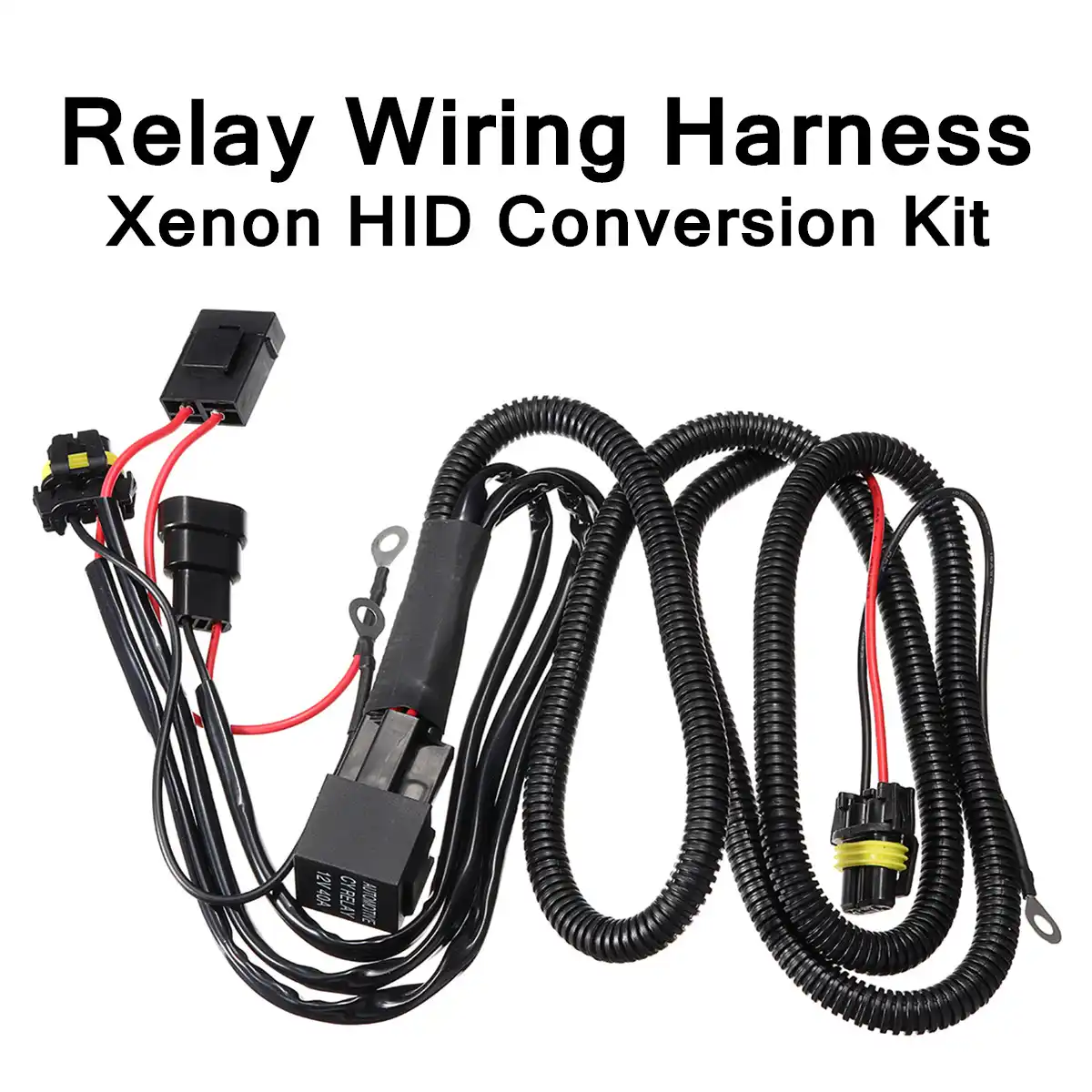 Carpartsinnovate For HID Xenon Conversion Light Relay Wiring Harness Kit 9005 9006 H1 H3 H7 H8 H9 H11