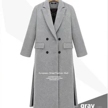 Британская Новинка весна/Зима Женское простое серое белое шерстяное кашемировое длинное пальто Макси женское пальто Casacos Manteau femme