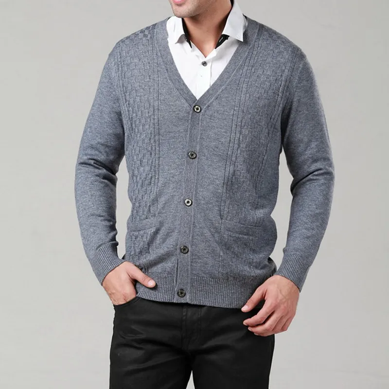 2017 frühling Herbst Neue Lose Cashmere Strickjacke Mit V-ausschnitt Lässige mittelalter herren Pullover Dünnen Wollpullover