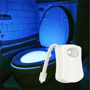 

New Smart LED Night Light Auto Human Motion Sensor Toilet Night Light With 8 Colors 4.5V AAA Battery Novelty Lamp Nightlight LED