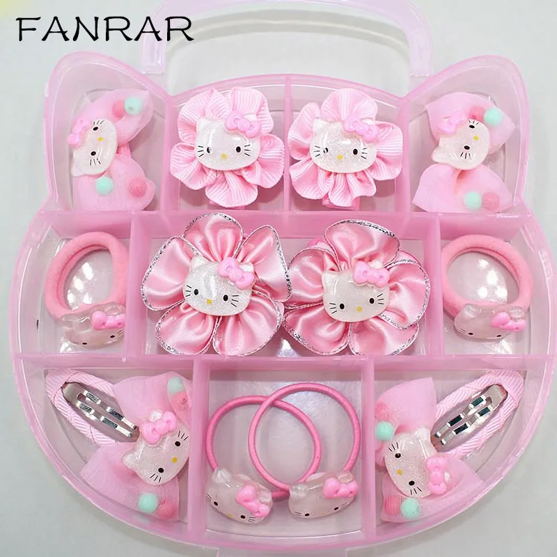 FANRAR прекрасный мультфильм розовый комплект украшений для детей кошачьи уши цветок аксессуары для волос ребенка бантом девушка день рождения подарки - Окраска металла: A6