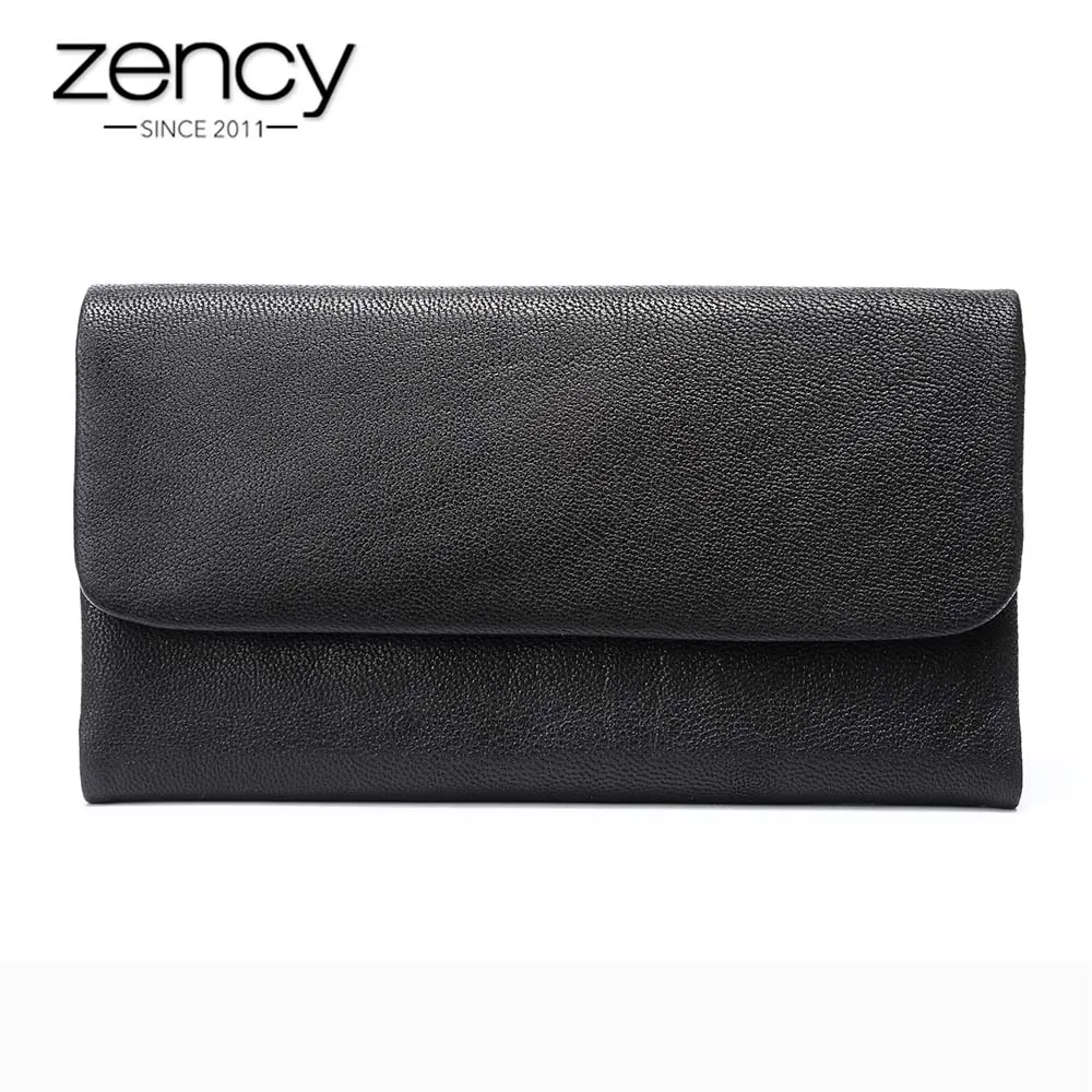 

Zency Women Long Purse 100% Genuine Leather Fashion Female Standard Wallet Multi Card Photos Holders High Quality Coin Pocket