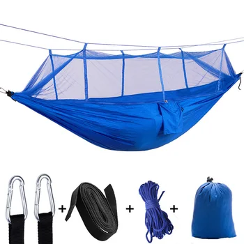 

Portable Single Double Hammock Adult Outdoor Backpacking Travel Survival Hunting Sleeping Bed With 2pcs 2M Straps 2 Carabiner