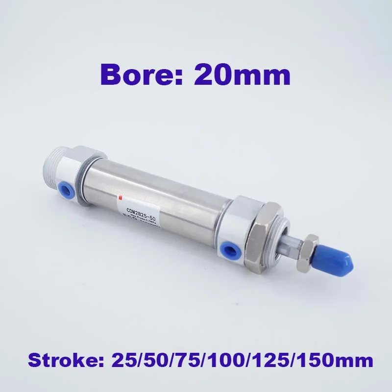 Double acting Single rod air cylinder stainless steel bore 20mm stroke CDM2B20-25/50/75/100/125/150Z pneumatic | Обустройство дома