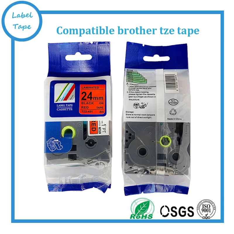 24mm black on red compatible brother tze tape for p touch label tape