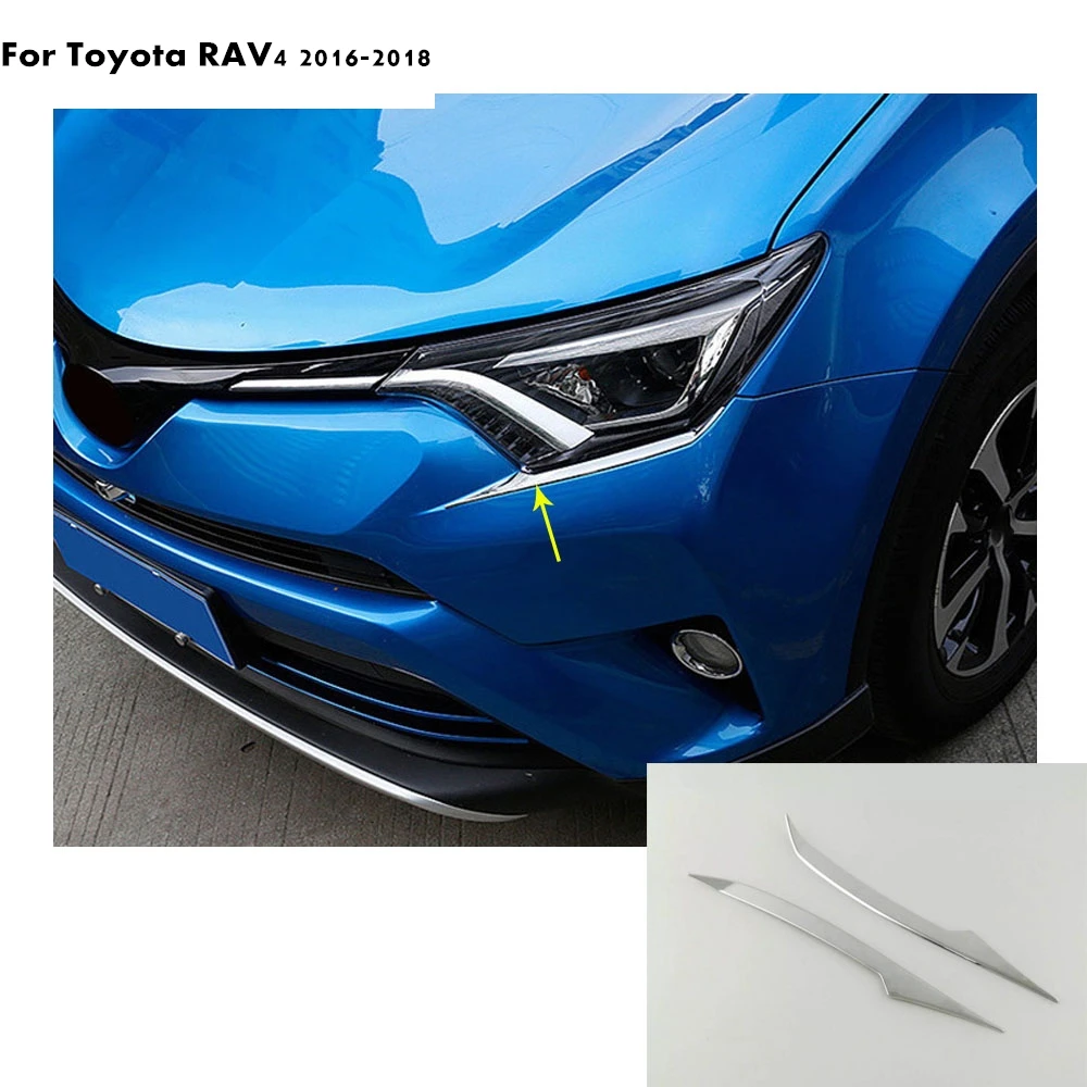 

For Toyota RAV4 2016 2017 2018 car styling TRIM head front Eyebrow/trim light lamp frame stick ACCESSORIES hoods moulding 2pcs