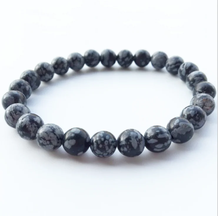 Fashion Natural Snowflake Obsidian Bracelet Stone Snowflake Obsidian Bracelet