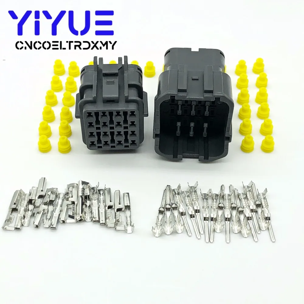 KET 5 Sets 16 Pin Female Male Waterproof Electrical Wire Connector Plug Auto Connectors