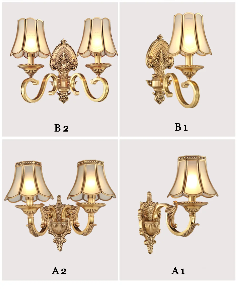 JIFENGCHENG Европейский полный медный Настенный светильник американский прикроватный светильник античная спальня лампа гостиная коридор