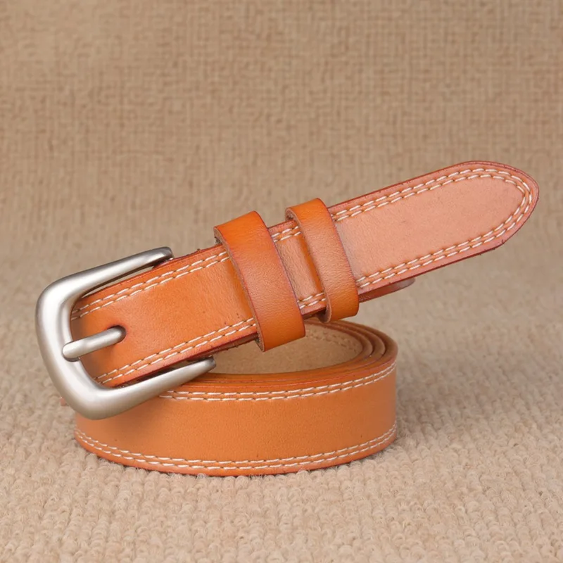 Высокое качество женские ремни из натуральной кожи повседневные подходящий ко всему пояс женские украшения короткие модные ремни из воловьей кожи ceinture femme - Цвет: orange