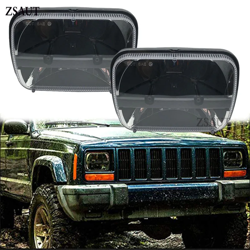 

2pcs for jeep Cherokee XJ 5x7" Rectangular led headlight 6x7 square LED truck head lamp lighting headlamp for MJ Comanche