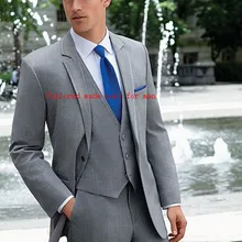 Индивидуальный заказ Серый смокинг для жениха nocth нагрудные Женихи Для мужчин мужской мундир для свадьбы костюмы для выпускного Для мужчин костюм Bestman костюм(куртка+ брюки+ жилет+ галстук-бабочка