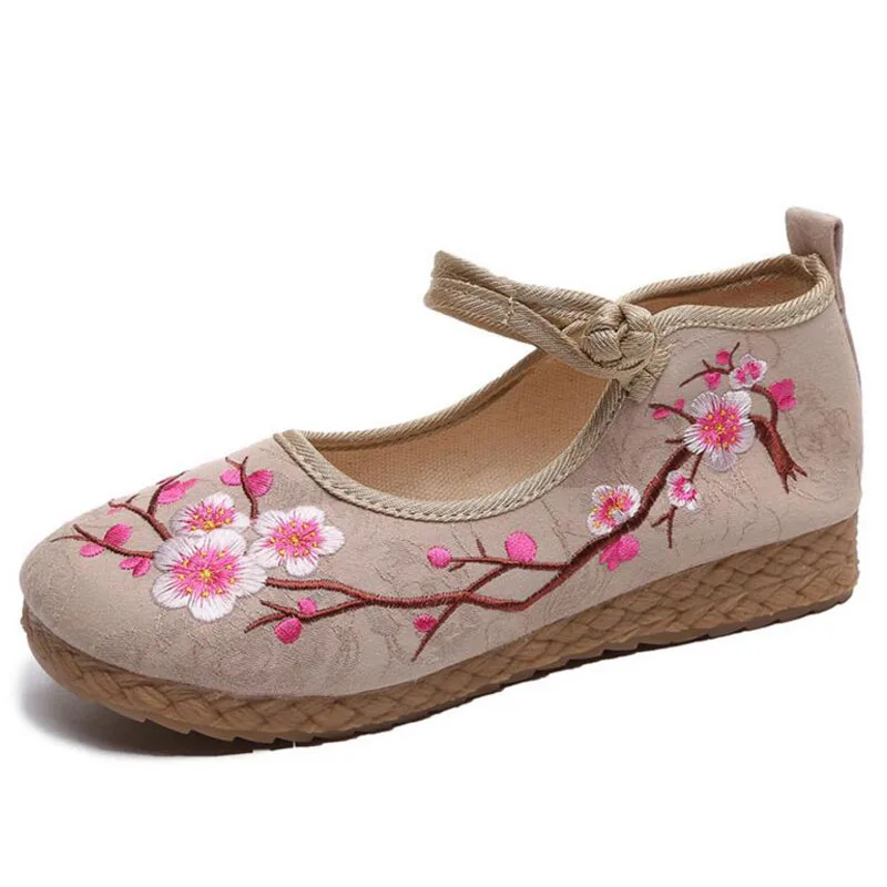 

2019 Fashion Women Ballet Flats Shoes Woman Folk-custom Ladies Slip-On Casual Shoes Breathable Walking Embroidered Flat Shoes