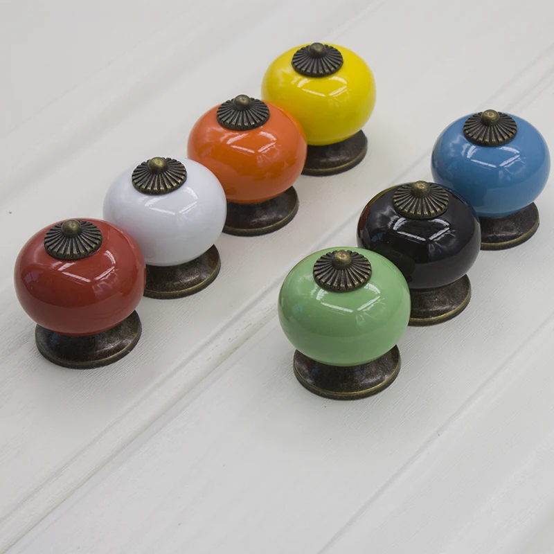 

20 pcs Vintage Dot Round Ceramics Drawer Knob Door Cabinet Cupboard Kitchen Pull Handle Home Furniture