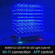 LEORY 8x8X8 512 светодиодный DIY 3D светодиодный светильник Cube Kit Wi-Fi подключенное приложение управление музыкальным спектром светодиодный дисплей оборудование MP3 DAC схема