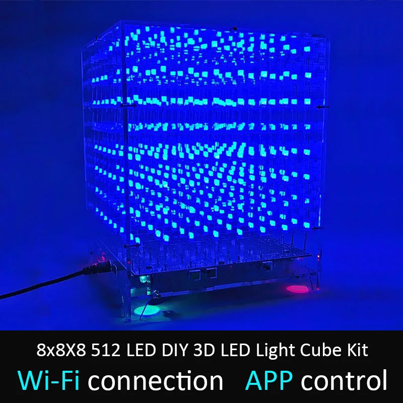 Najtaniej LEORY 8x8X8 512 LED DIY 3D LED Light Cube zestaw Wi Fi podłączony kontrola aplikacji spektrum muzyki wyświetlacz LED sprzęt MP3 DAC obwód
