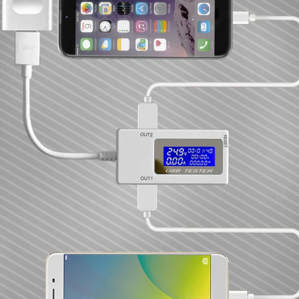 amperímetro carregamento testador monitor portas usb display