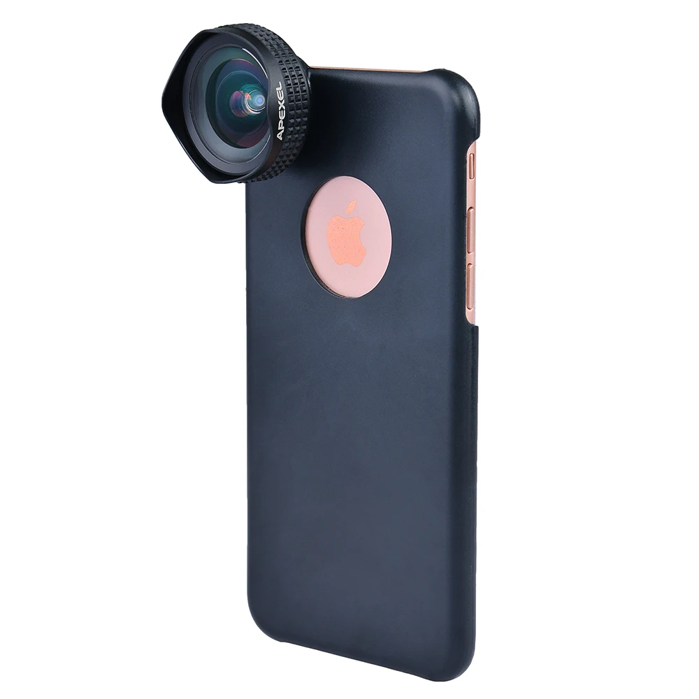 Apexel Optic Pro Lens Super Wide Angle 100 degree High Clarity Cell Phone Camera Lens Kit for iPhone X 8 More smartphones 18MM