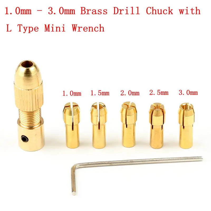 7Pcs Drill Chuck 1.0-3.0mm Suitable for Micro-Electronics Dremel Drill Chuck Fixture Set Power Tools with Wrench Micro Tools