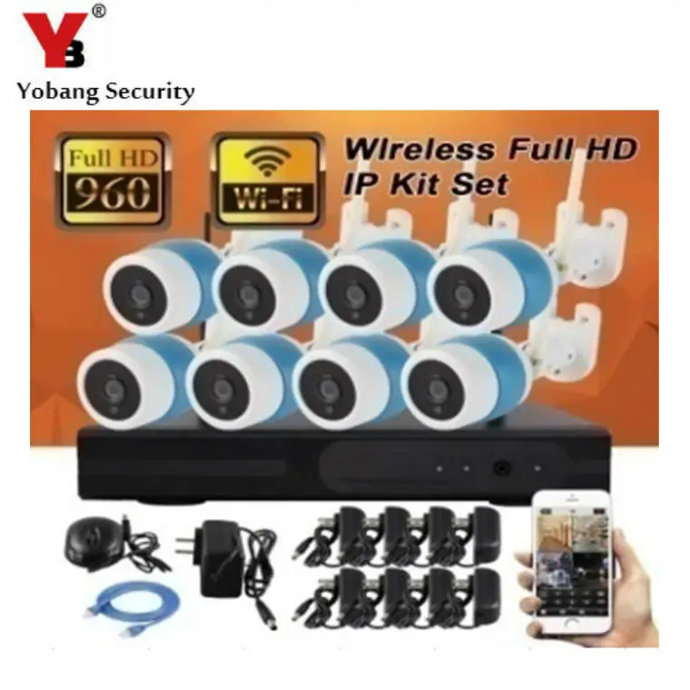 

YobangSecurity 8CH Wireless NVR Kit 960P 1.3MP WIFI CCTV System IR Home Security Video Surveillance Wifi IP Camera System