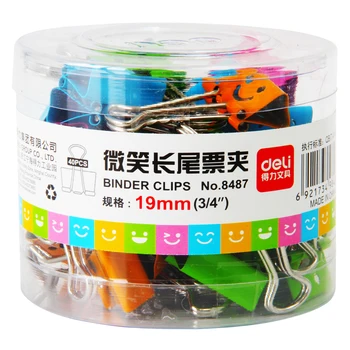 

Deli 8487 stationery multicolour tail purse dovetail clip multicolour iron file folder metal smile binder clips