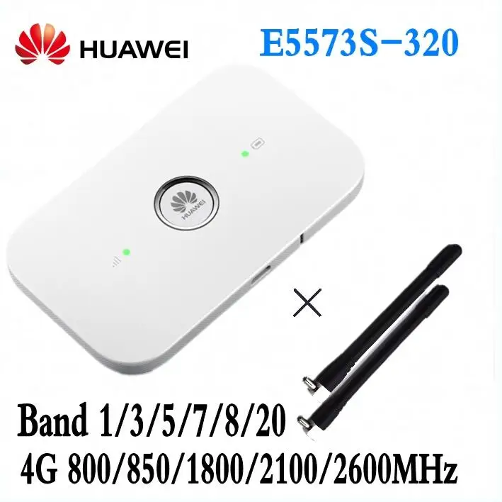 Открыл Huawei e5573 e5573s-320 Cat4 150 Мбит/с Беспроводной мобильного МИФИ Wi-Fi роутера + 2 шт. антенны pK MF90 R215 E5577