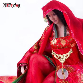 

1/6 Ancient Female Chinese Dress Skirt Suit Bride Wedding Clothing Bride dowry red lady Fit 12 Inch Phicen Action Figure Body