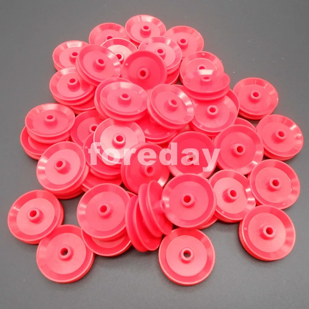 100PCS RED Pulley Plastic Gears toy wheels concave dia.29mm Thickness 5