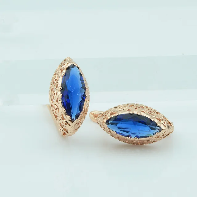 mode bijoux femmes royal bleu pierre ovale en forme 585 or couleur form e 585