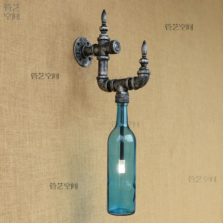 

Loft retro bottle, energy saving lamp, industrial American Cafe, personality bar, living room, water tube wall lamp.