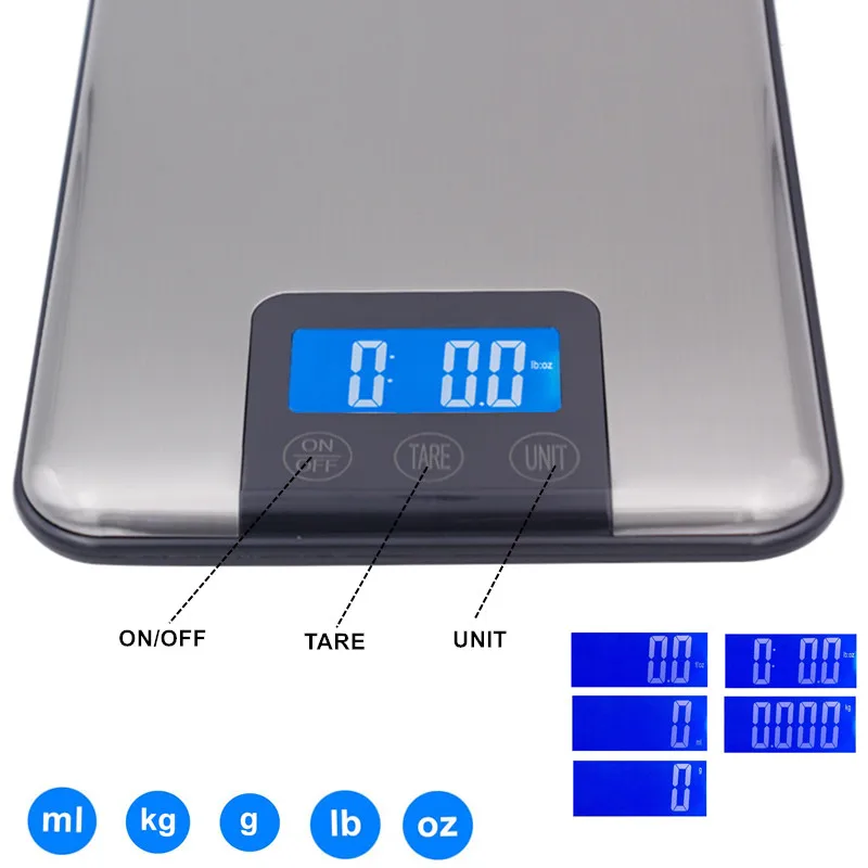 15 кг 1 г цифровые кухонные весы 10 кг большая диета вес тонкий из нержавеющей стали электронные весы с сенсорным экраном посылка Скидка 40