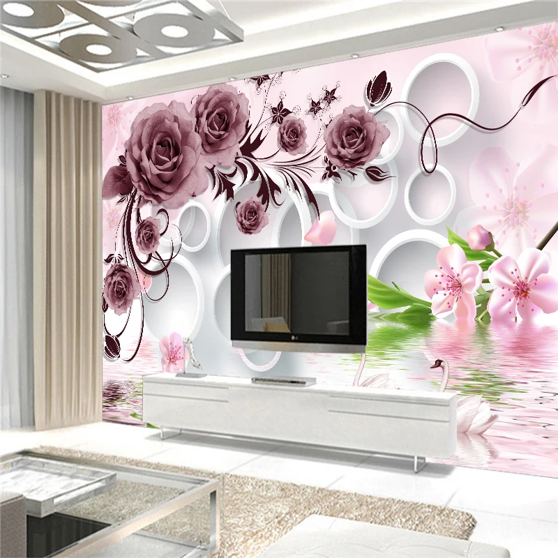 Пользовательские фото настенная бумага картина розы цветы Настенная Гостиная ТВ диван фон настенная бумага Современный домашний декор
