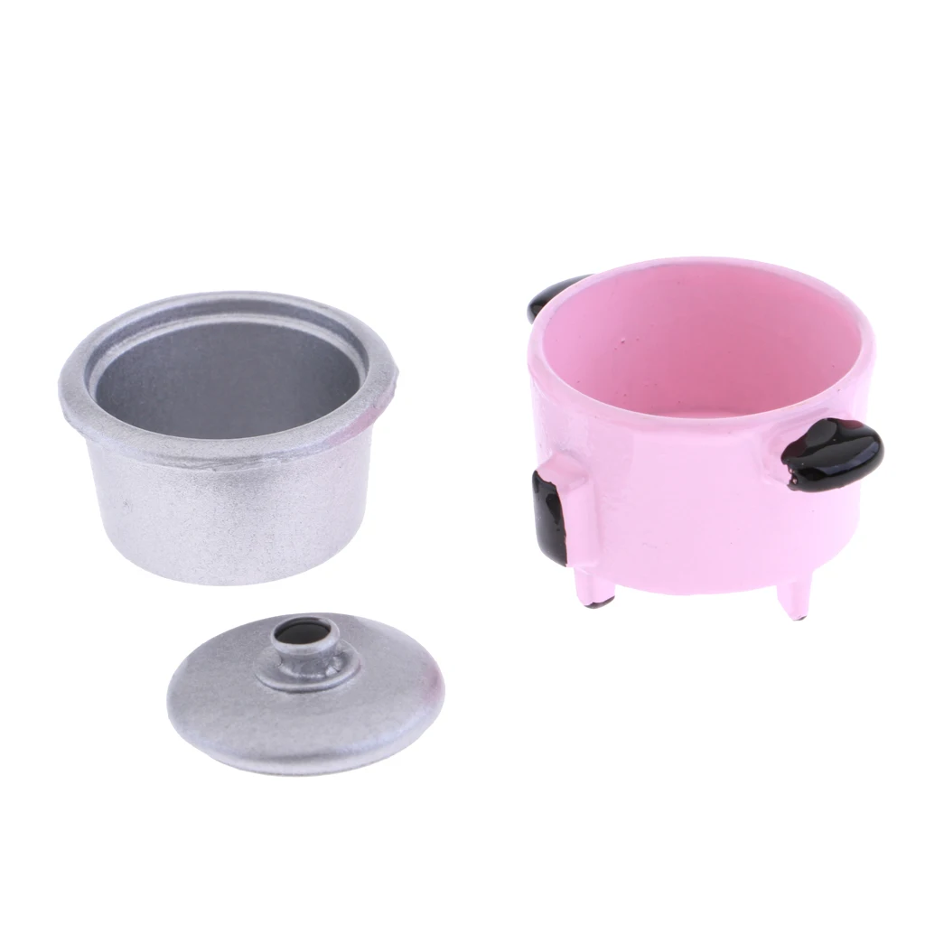 MagiDeal 1:12 Dollhouse Miniature Cookware Mini Electric Rice Cooker Accessory Pink