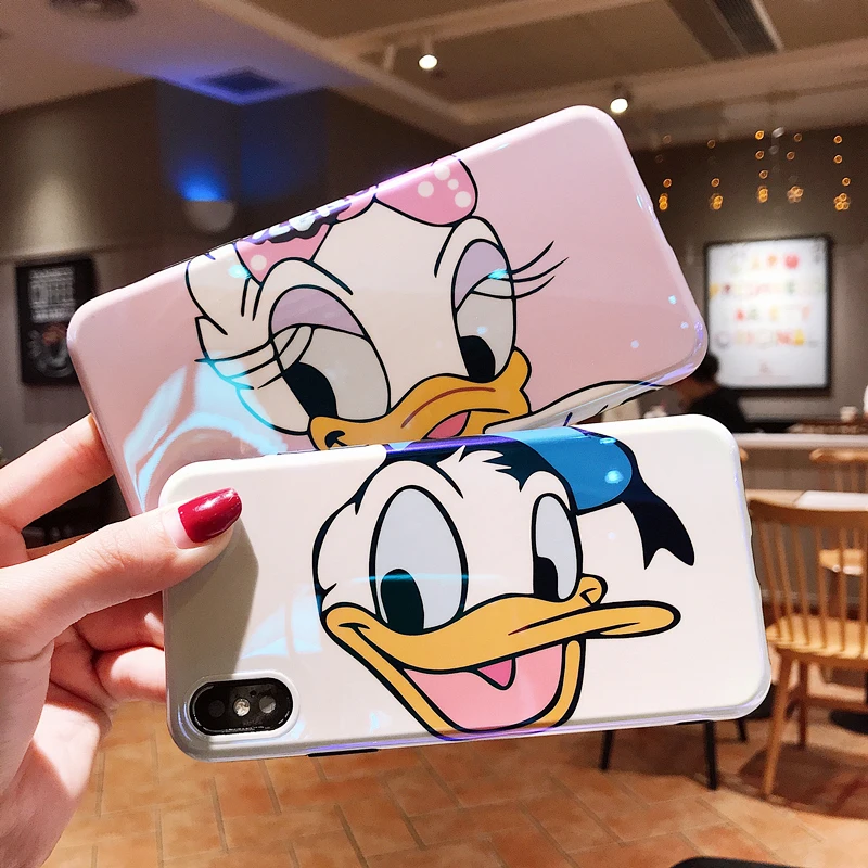 GYPHCA Fashion Cartoon Daisy Donald Duck Case For iPhone 8 7 6 Plus X XS XR XSMAX Cute Blu-Ray IMD Soft Phone Back Cover |