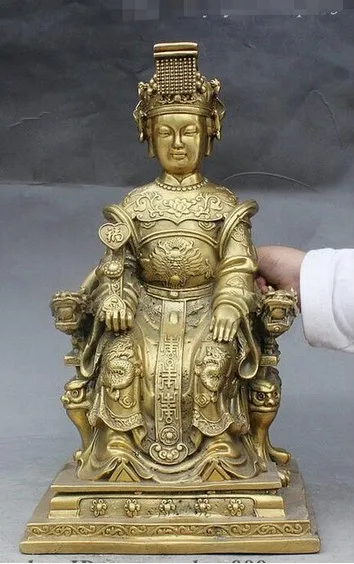 YM 307 12&quot Chinese Brass Dragon Phoenix Wang Mu NiangNiang Goddess God RuYi Fu Statue | Дом и сад