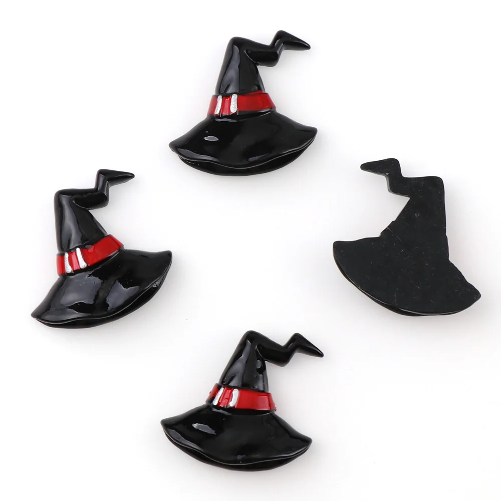 

10pcs 28*31mm Witch black hat Halloween Party Resin DIY Flatback Embellishment Accessories Scrapbooking Craft Making