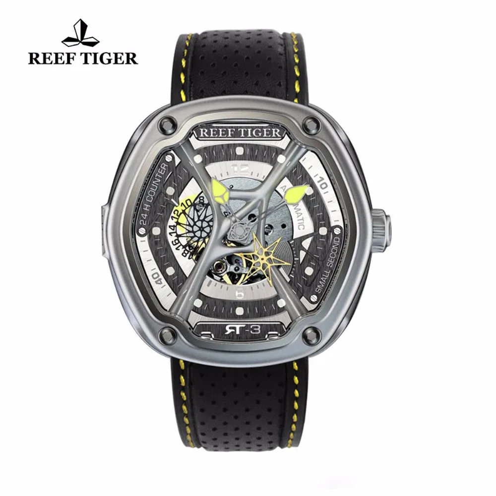 Часы Reef Tiger/RT RGA90S7 автоматические светящиеся часы в реальном времени для дайвинга
